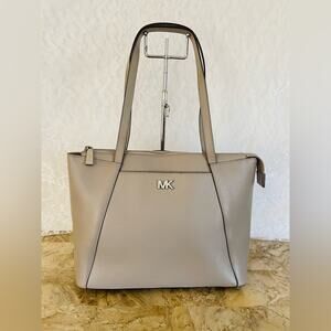 MICHAEL KORS gray crossgrain/saffiano leather tote shoulder bag